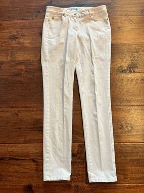 J. McLaughlin Luxe Winter OFF White /CREAM Stretch Denim Mid Rise Pants Sz 6.